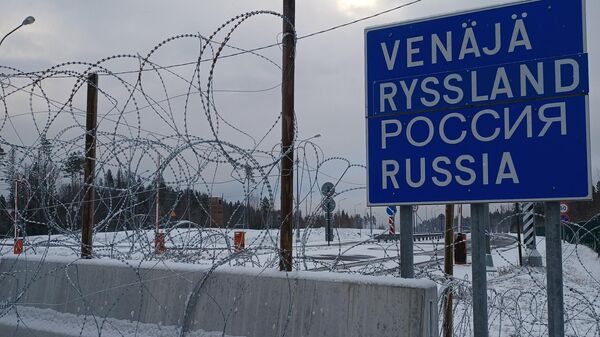 Заблокированный КПП на границе Финляндии с Россией