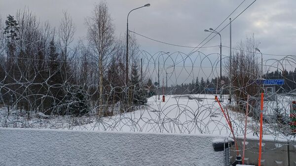 Заблокированный КПП на границе Финляндии с Россией