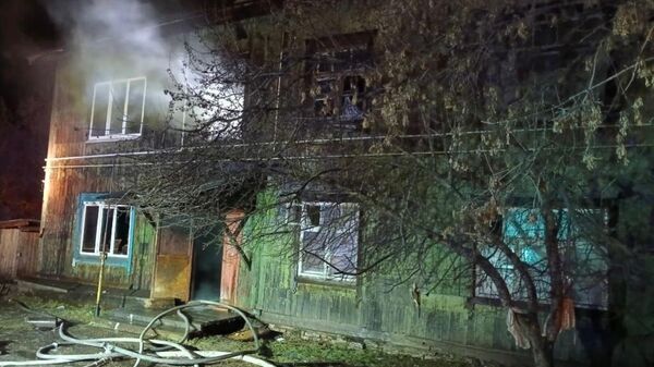 На месте пожара в городе Ялуторовске Тюменской области