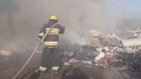 Ликвидация пожара на полигоне бытовых отходов в Азербайджане. 27 ноября 2023