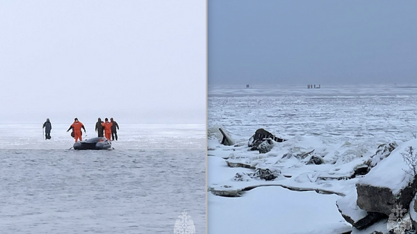 Спасатели спасли четверых человек, которых оторвало на льдине в акватории Горьковского водохранилища, на реке Яхра