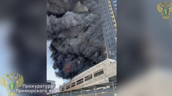 Место пожара на строящемся объекте во Владивостоке. 4 декабря 2023
