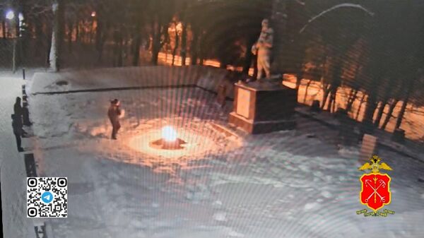 Школьники забросали снегом Вечный огонь в Петербурге