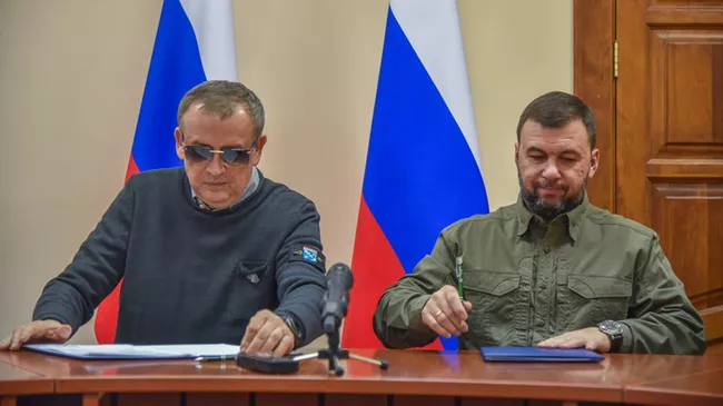 Губернатор Ленобласти Александр Дрозденко и глава ДНР Денис Пушилин