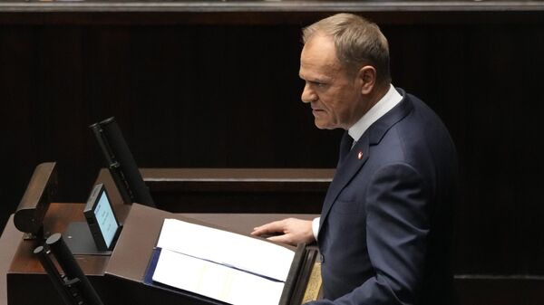 Избранный премьер-министр Польши Дональд Туск во время своего выступления в парламенте