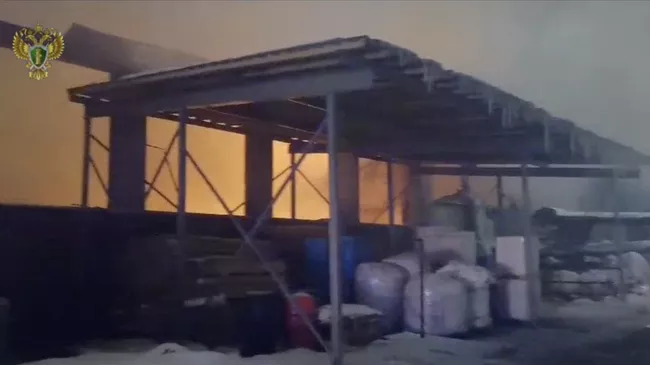 Пожар в ангаре со стройматериалами в Ивантеевке