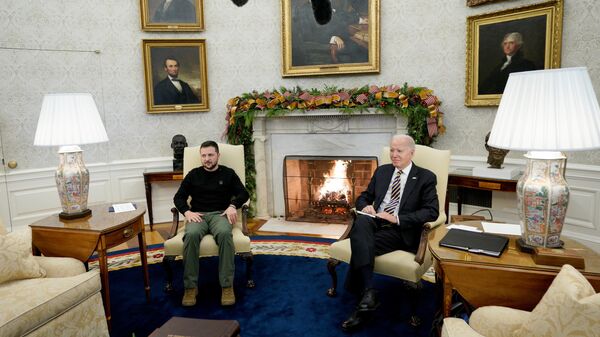 Президент Украины Владимир Зеленский и президент США Джо Байден во время встречи в Белом доме