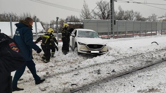 ДТП на железнодорожном переезде в Красногорске