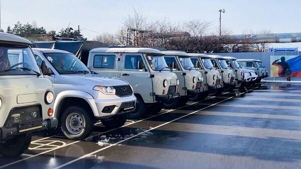 Гуманитарный груз из Ставропольского края  включающий в себя  24 автомобиля и продукты питания отправили участникам СВО на передовую