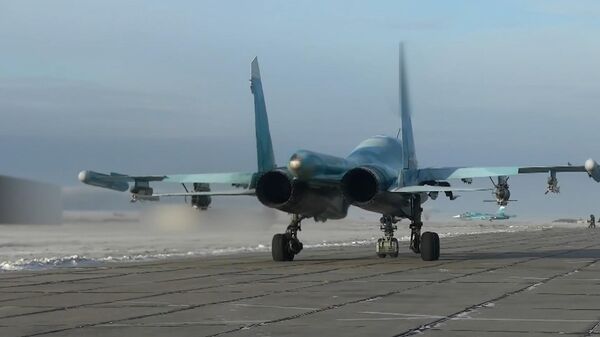 Работа бомбардировщиков Су-34 на Краснолиманском направлении