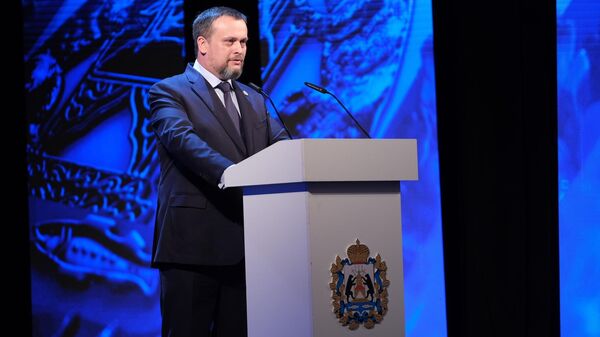 Губернатор Андрей Никитин во время ежегодного послания к жителям