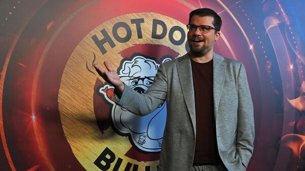 Шоумен Гарик Харламов на открытии сети своих ресторанов Hot Dog Bulldog в Москве
