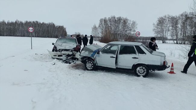 Место ДТП на трассе в Омской области