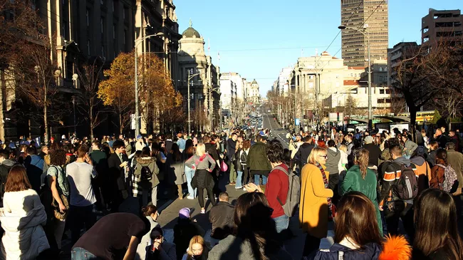 Протесты в Сербии в центре Белграда