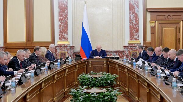 Председатель правительства РФ Михаил Мишустин проводит совещание с членами кабинета министров РФ