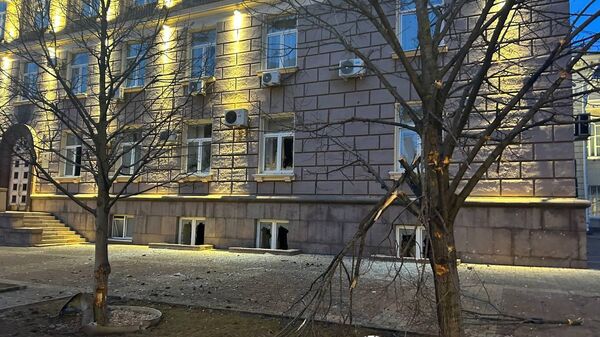 Дом правительства Белгородской области, поврежденный в результате обстрела со стороны ВСУ. Архивное фото