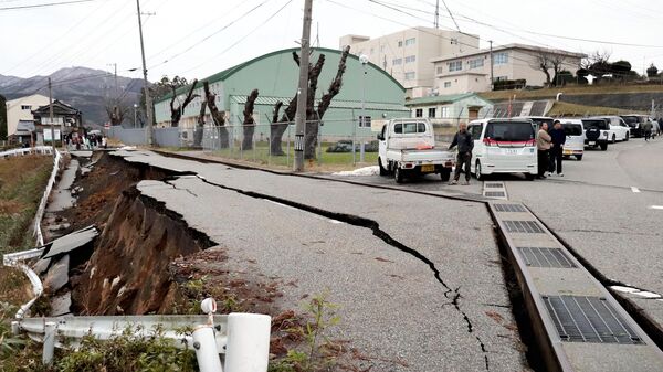 Последствия землетрясения в городе Вадзима в Японии