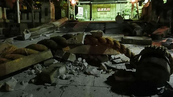 Обломки храма Онохиёси в городе Канадзава, префектура Исикава в Японии. 1 января 2024