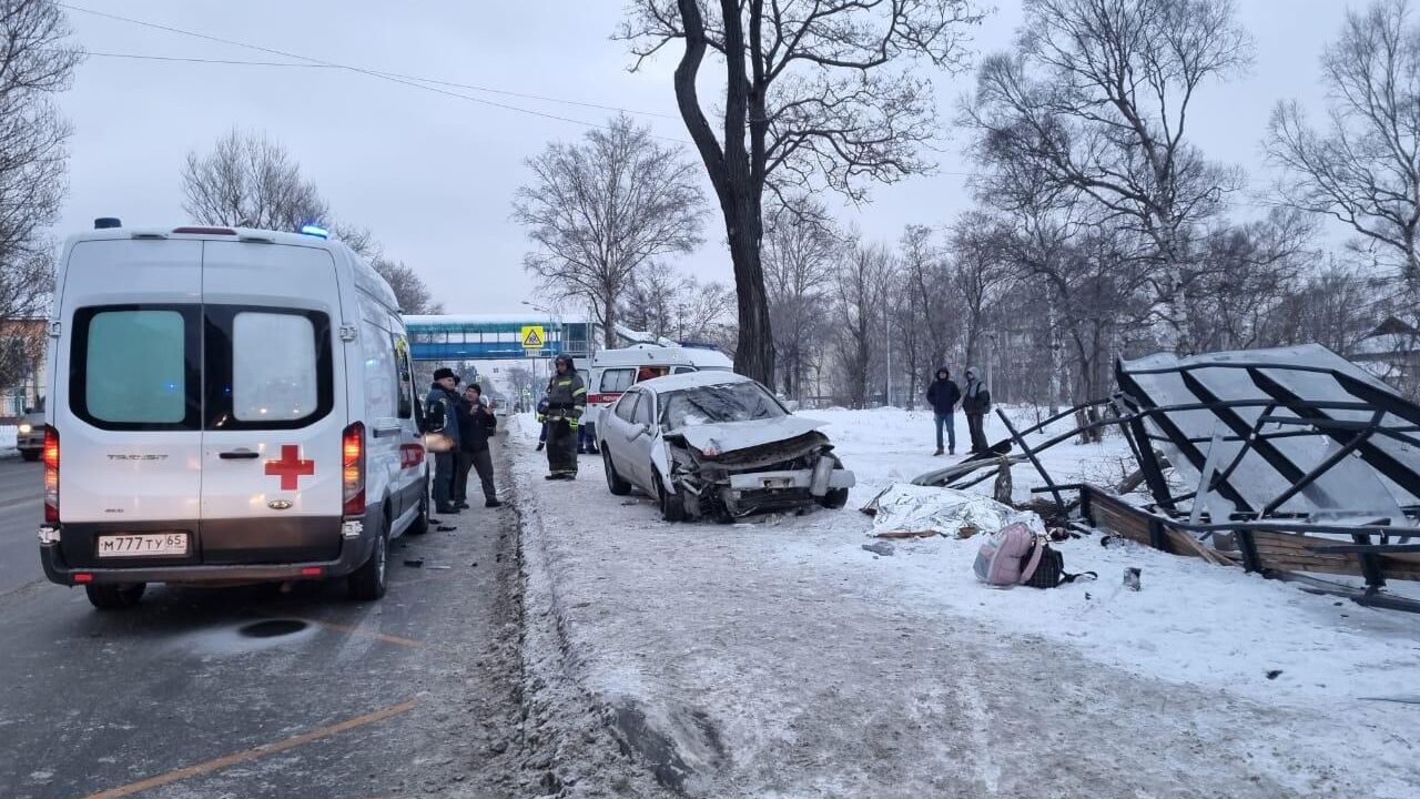 Пьяный водитель сбил людей на автобусной остановке в Южно-Сахалинске - РИА Новости, 1920, 04.01.2024