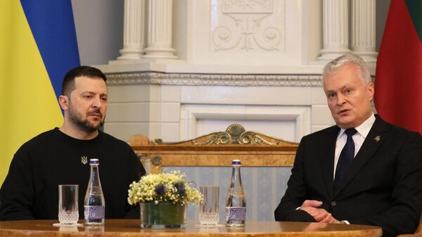 Президент Литвы Гитанас Науседа и президент Украины Владимир Зеленский во время встречи в Вильнюсе. 10 января 2024