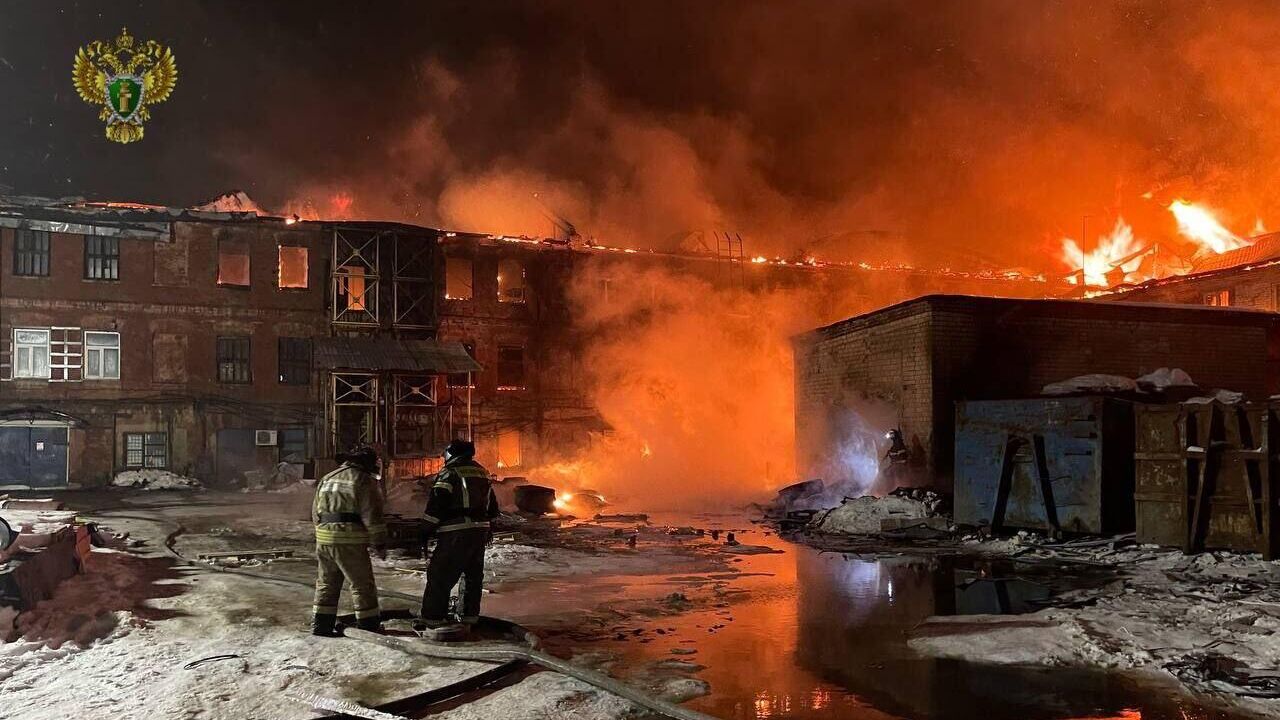 Сотрудники МЧС во время ликвидации пожара в производственно-складском здании в Богородском городском округе - РИА Новости, 1920, 11.01.2024