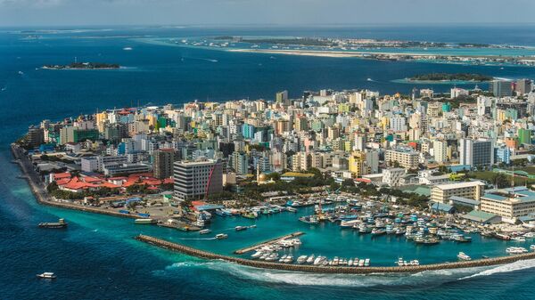 Вид на город Мале, Мальдивы