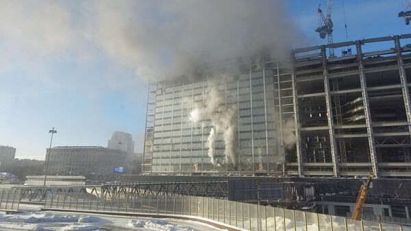Пожар в строящемся офисе Сбербанк -Сити на Кутузовском проспекте в Москве. 13 января 2024