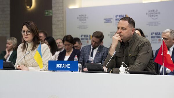Руководитель офиса президента Украины Андрей Ермак на заседании советников национальной безопасности по формуле мира для Украины в Давосе