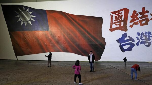 Изображение тайваньского флага во время выборов в Нью-Тайбэе, Тайвань