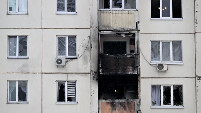 Жилой дом в Воронеже, пострадавший в результате ночной атаки дронов со стороны ВСУ