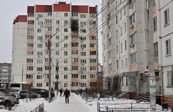 Жилой дом в Воронеже, пострадавший в результате ночной атаки дронов со стороны ВСУ
