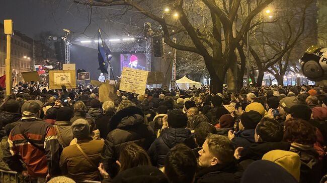 Участники акции протеста в Братиславе