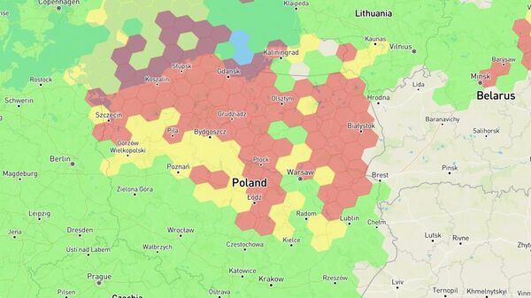 Карта помех сигнала GPS над Польшей. 17 января 2024