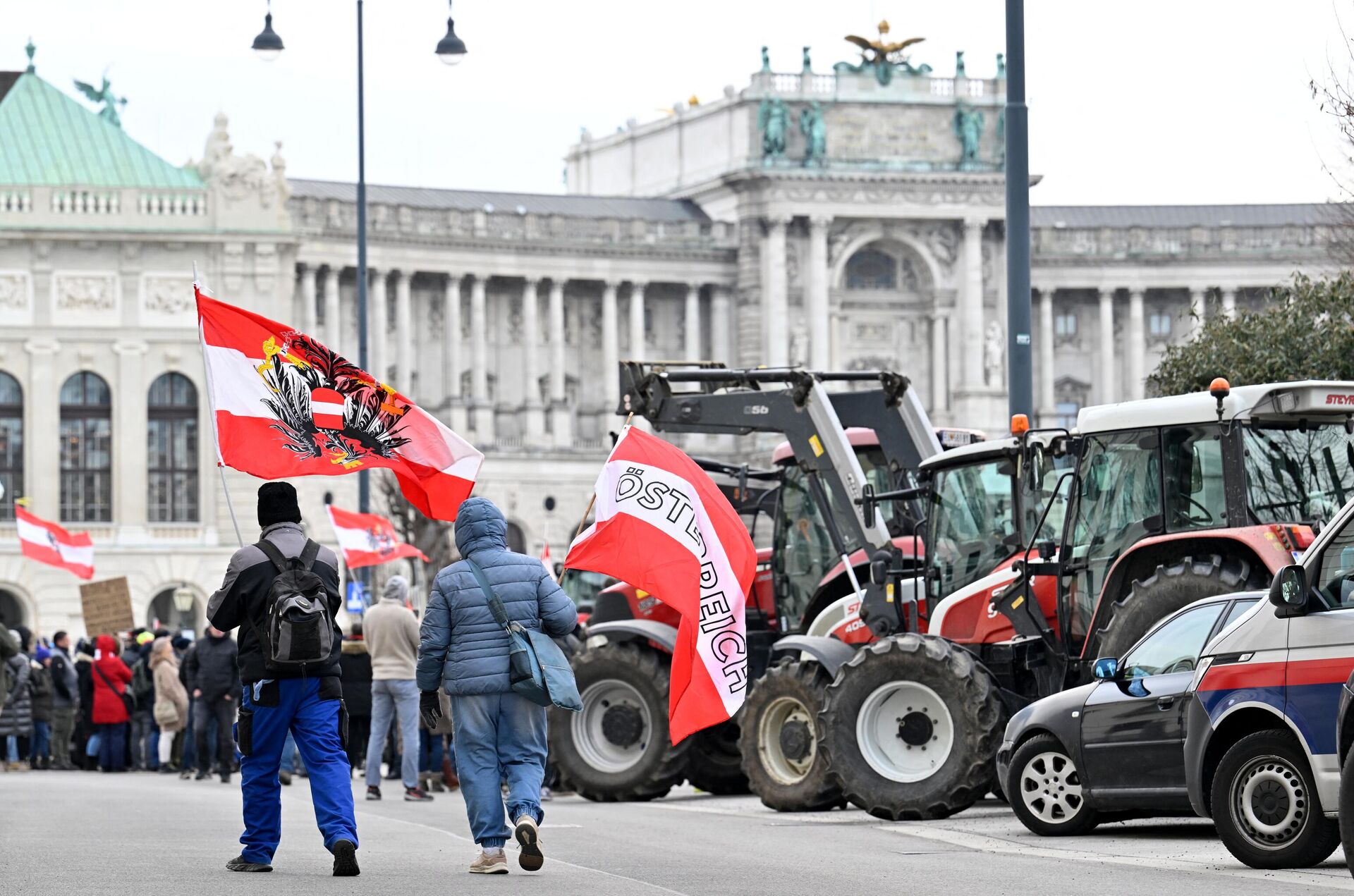 Австрийские фермеры во время протеста в центре Вены - РИА Новости, 1920, 19.01.2024