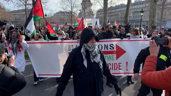 Из Парижа в Брюссель. Митинг активистов в поддержку Палестины