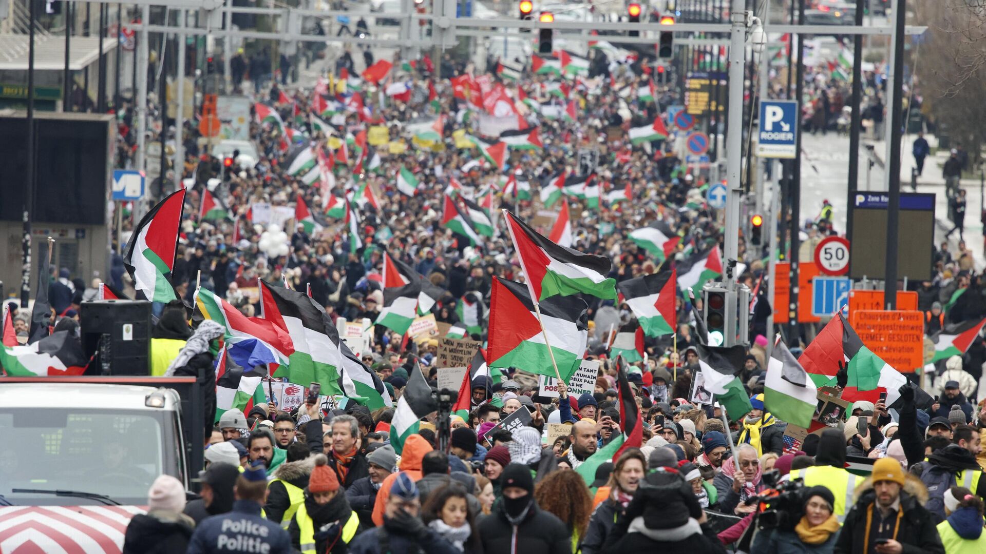 Митинг солидарности с народом Палестины в Брюсселе. 21 января 2024 - РИА Новости, 1920, 21.01.2024