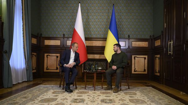 Премьер-министр Польши Дональд Туск и президент Украины Владимир Зеленский во время встречи