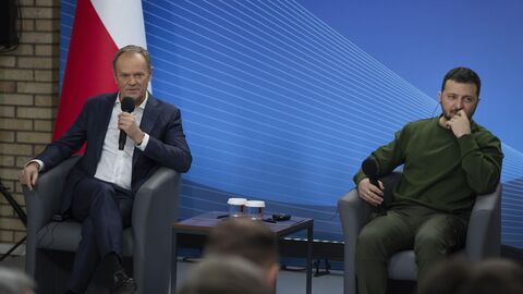 Премьер-министр Польши Дональд Туск и президент Украины Владимир Зеленский в Киеве