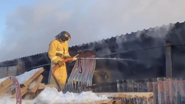 Тушение пожара на мебельной фабрике в Челябинской области