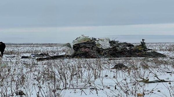 Место падения самолета Ил-76 в Белгородской области. Архивное фото