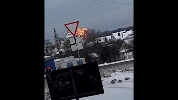 Кадры падения самолета Ил-76 под Белгородом 