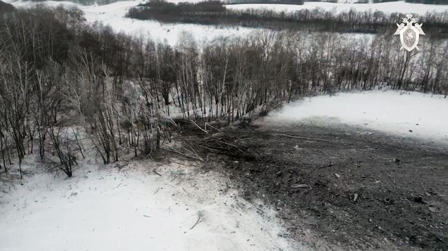 Место крушения военно-транспортного самолета Ил-76 в Белгородской области