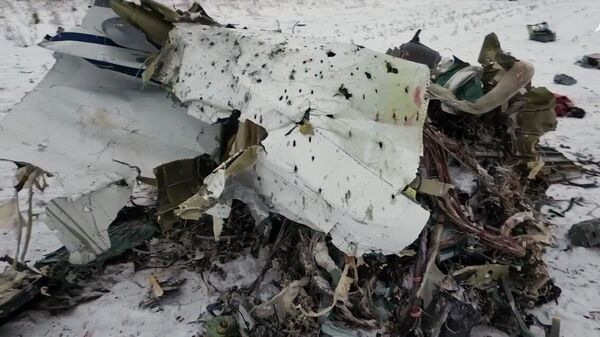 Обломки военно-транспортного самолета Ил-76 в Белгородской области. Архивное фото