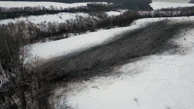 Место крушения военно-транспортного самолета Ил-76 в Белгородской области