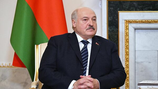 Президент Белоруссии Александр Лукашенко во время встречи с президентом РФ Владимиром Путиным в Санкт-Петербурге