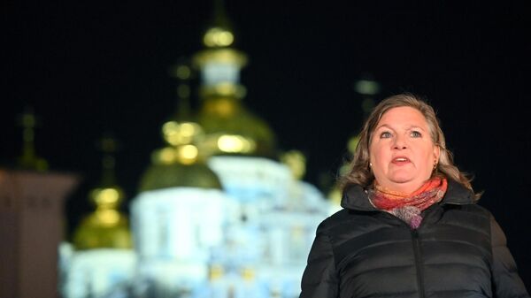 Заместитель госсекретаря США Виктория Нуланд общается с прессой в Киеве