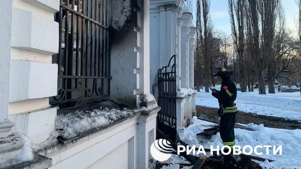 Место возгорания на территории храма святителя Николая Мирликийского в Москве