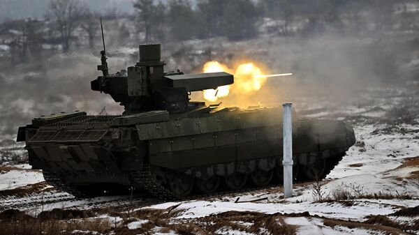 Боевая машина поддержки танков БМПТ Терминатор в зоне специальной военной операции