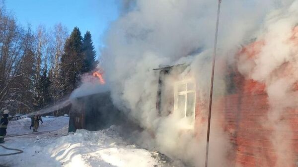 Место пожара в школе в селе Грива Койгородского района в Коми. 6 февраля 2024
