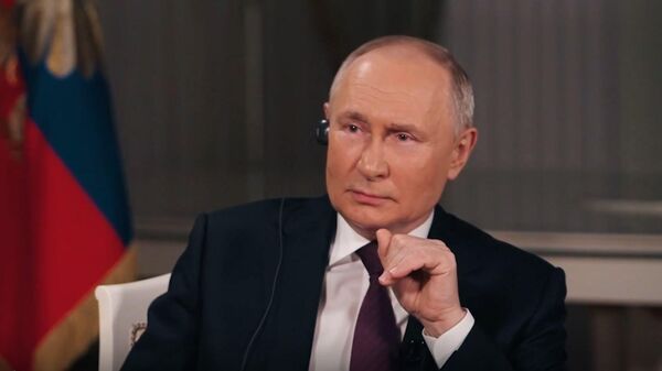 Президент России Владимир Путин во время интервью американскому журналисту Такеру Карлсону. Кадр видео